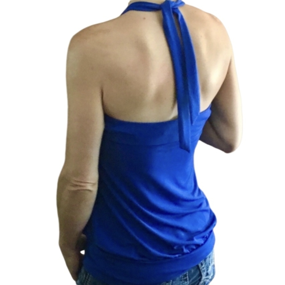 EXPRESS Reversible Blue Halter Strapless Tube Tank Top Juniors Size Small - Picture 2 of 11
